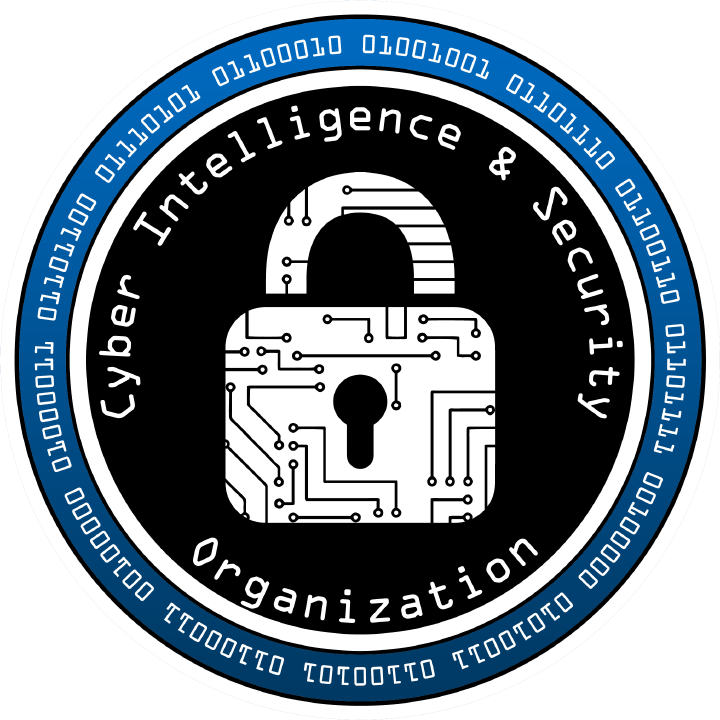 CISO badge: a padlock with circuit lines, ringed by the words Cyber Intelligence and Security Organization